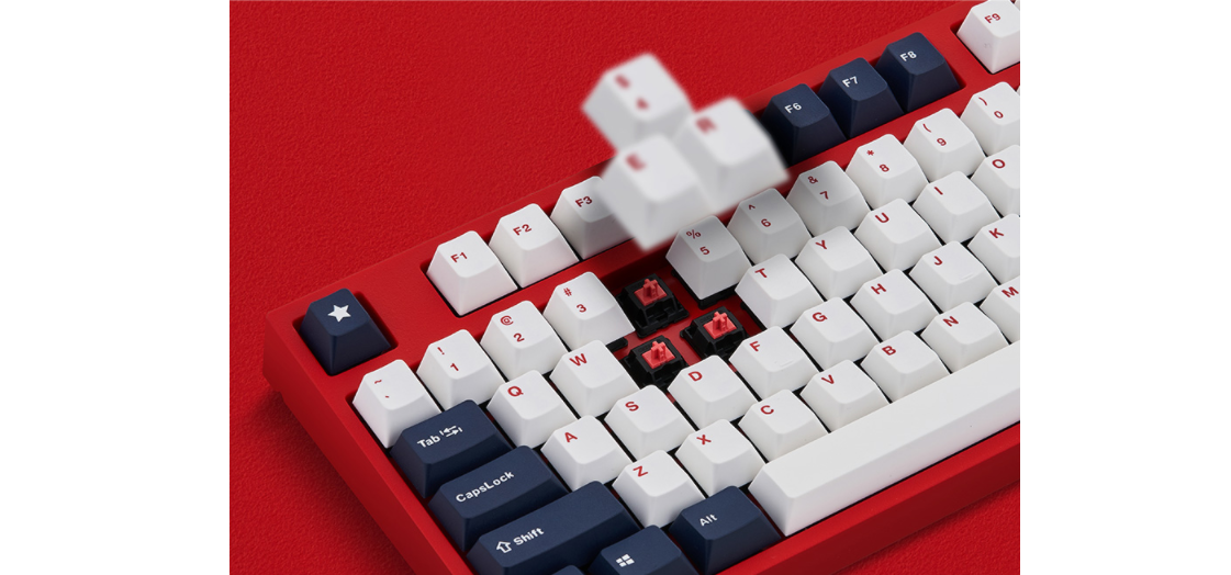 Bàn phím cơ Leopold FC900RPD Blue Star (USB/PBT Doubleshot/White Navy/Red case/Red sw) sử dụng switch Cherry MX đến từ Đức